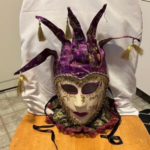 Exquisite hand made n painted in Venezia Italia  larger size. 7.5”-15” carnival